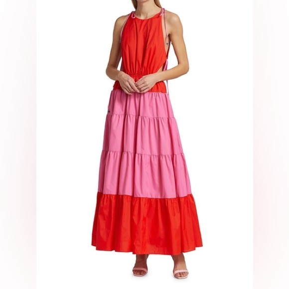 NWT STAUD Minerva Dress in Red/Pink Women’s Size Medium - Picture 5 of 13